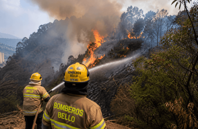 Incendio forestal en Bello: emergencia en el sector La Mina movilizó a los organismos de socorro