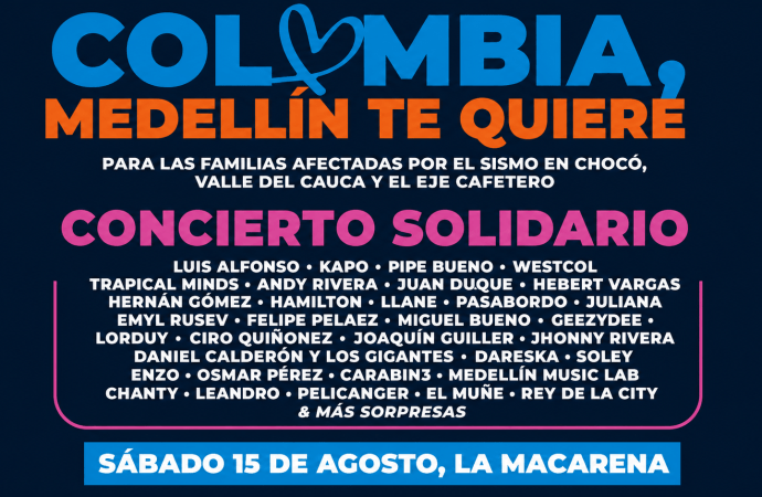Medellín hará concierto solidario para ayudar a los afectados por el terremoto