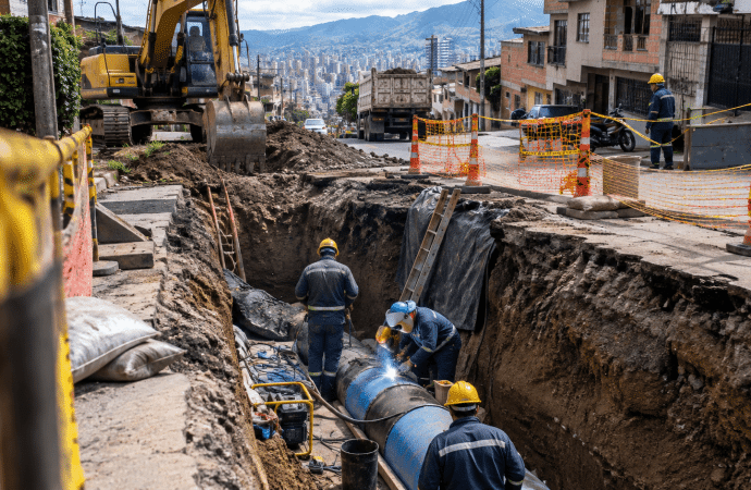 EPM avanza en reparación de tubería en Medellín